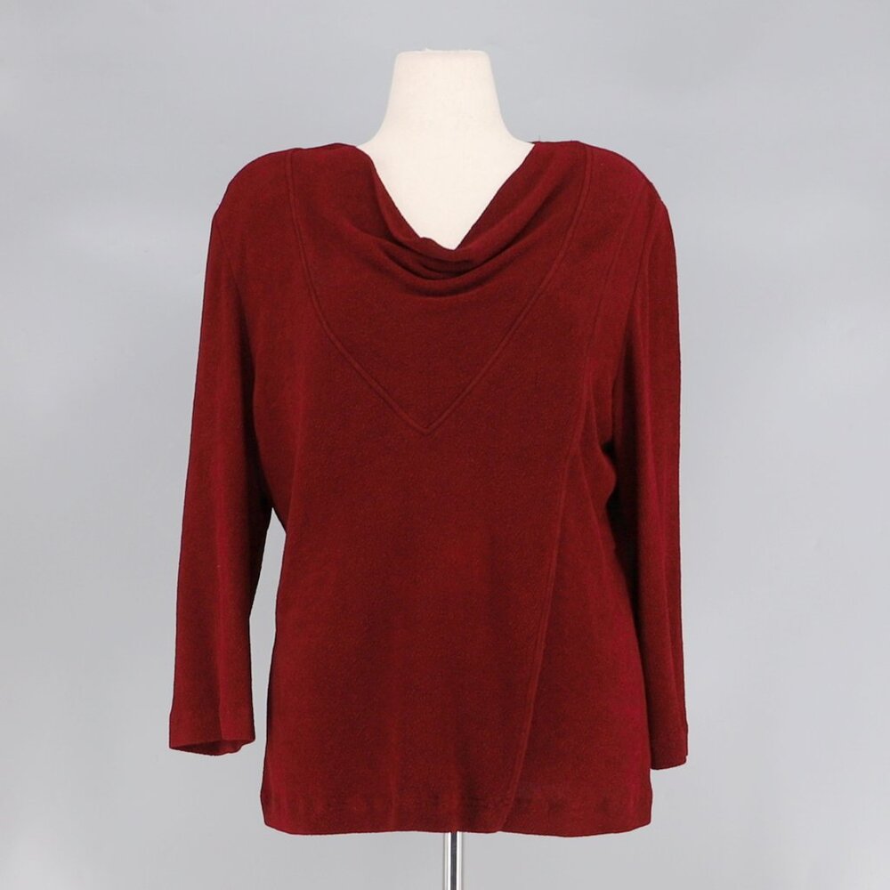 JOSEPH RIBKOFF Vintage Cowlneck Layered Top Wine Red Size US 18
